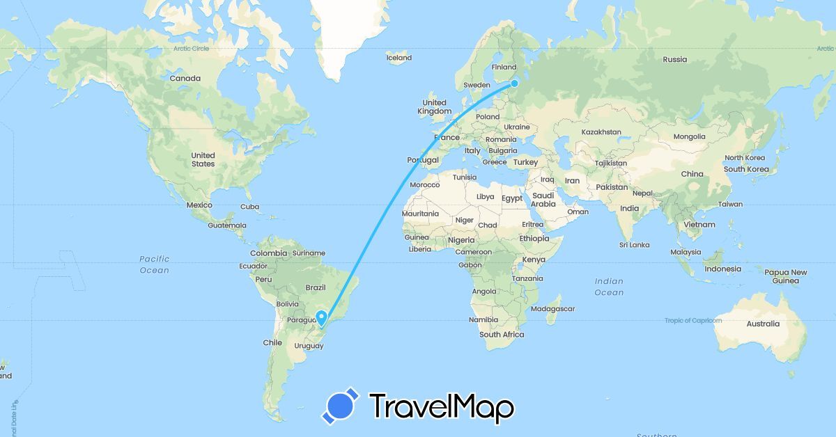 TravelMap itinerary: driving, boat in Russia (Europe)